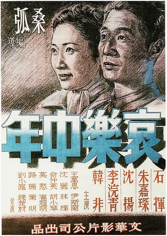 名称：哀乐中年 哀樂中年 (1949)描述：创办小学多年并自任校长的陈绍常(石挥)早年丧妻，独自抚养两子建中、建平和一女建英