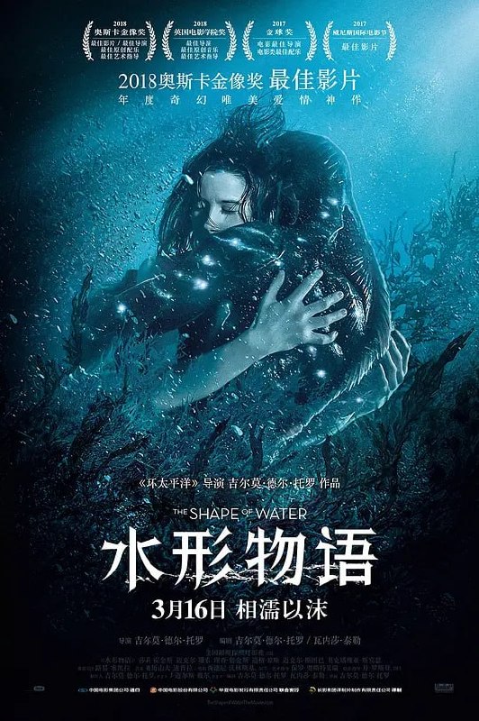 名称：水形物语 The Shape of Water (2017)描述：故事发生在1963年，时值冷战期间，哑女艾丽莎(莎莉·霍金斯 Sally Hawkins 饰)在政府实验室里工作，是那里的一名清洁女工