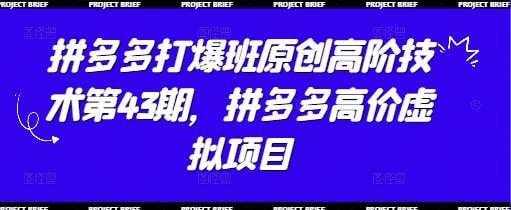 名称：拼多多打爆班原创高阶技术第43期描述：虚拟产品天然没有物流成本这事儿谁都知道，可实操起来一堆坑