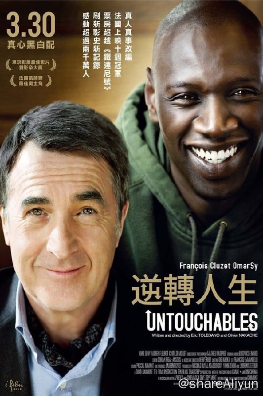 名称：触不可及(2011)蓝光原盘 内封简繁描述：因为一次跳伞事故，白人富翁菲利普Philippe（弗朗索瓦·克鲁塞 François Cluzet 饰）瘫痪在床，欲招聘一名全职陪护