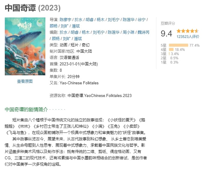 名称：中国奇谭（2023）4K描述：更1-6集链接：
