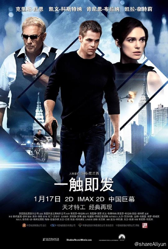 名称：一触即发 4K原盘REMUX 杜比视界 国英双音描述：海军陆战队员杰克·帕特里克·赖恩（克里斯·派恩 Chris Pine 饰）是一个拥有强烈爱国情怀的热血男儿，在阿富汗执行任务期间，他所乘坐的直升机遭到敌人的炮火攻击，杰克也身受重伤，几乎殒命