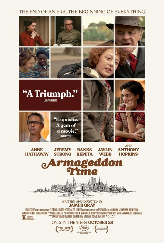 名称：世界末日  Armageddon Time  (2022)描述：影片基于格雷自己的童年记忆创作，讲述了在上世纪80年代美国正要选举罗纳德·里根为总统的背景下，一个关于友谊与忠诚的故事