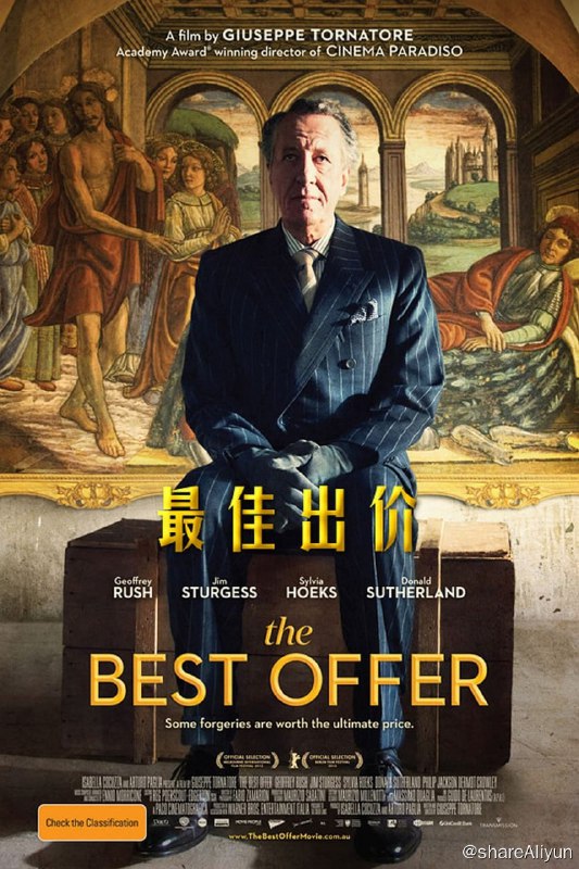 名称：最佳出价 (2013) 蓝光 REMUX描述：影片是一部将背景设置在奥地利维也纳奢华的艺术品拍卖行业中的爱情故事，同时也是一部“没有谋杀案的惊悚片”