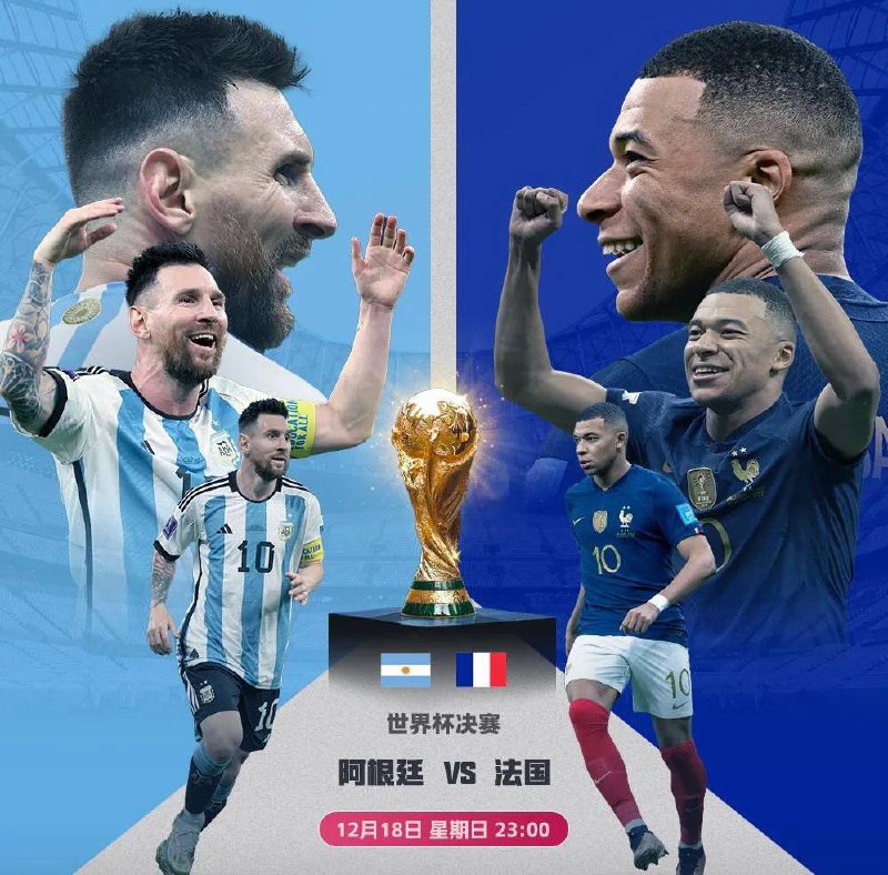 名称：2022 FIFA卡塔尔世界杯决赛-阿根廷VS法国-UHD多音轨特别版描述：2022年卡塔尔世界杯决赛，于2022年12月18日在卢赛尔体育场举行，对阵双方为阿根廷与法国